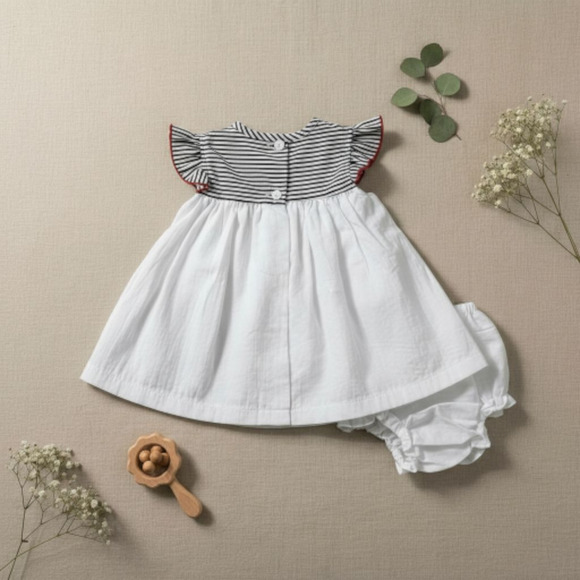 New Baby Girl Dress Set with matching headband underwear size 6 to 9 months - Picture 2 of 3